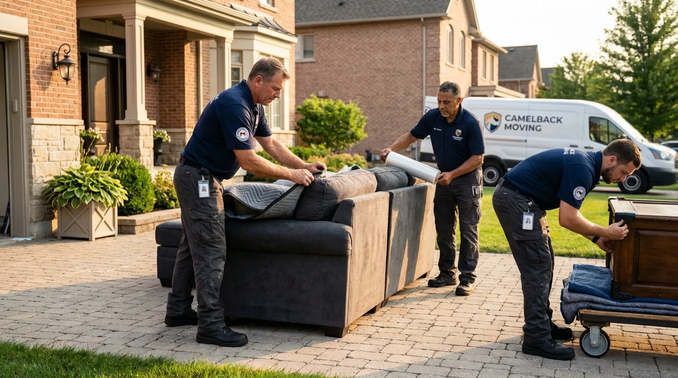 Large estate moving crew wrapping furniture in Las Cruces, NM