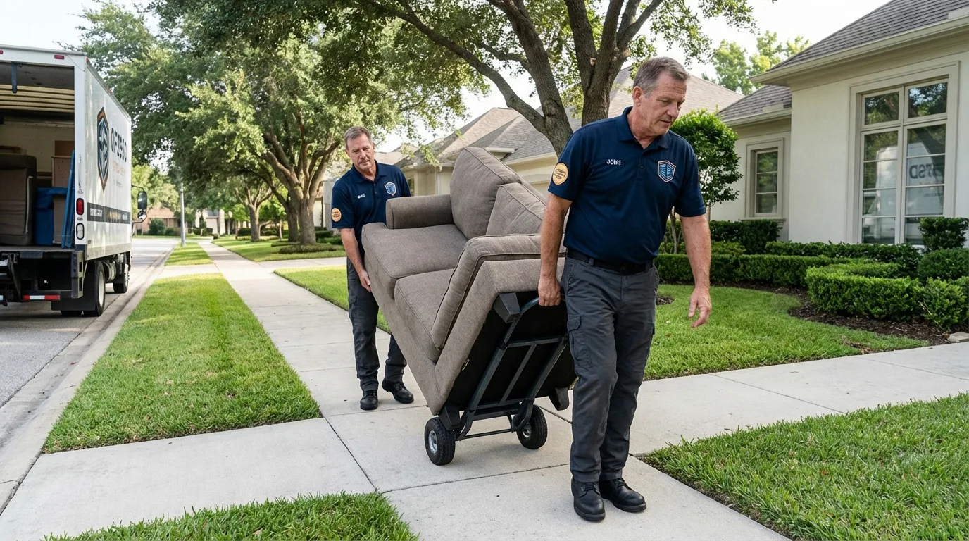 Local residential moving crew loading furniture in Las Cruces, NM