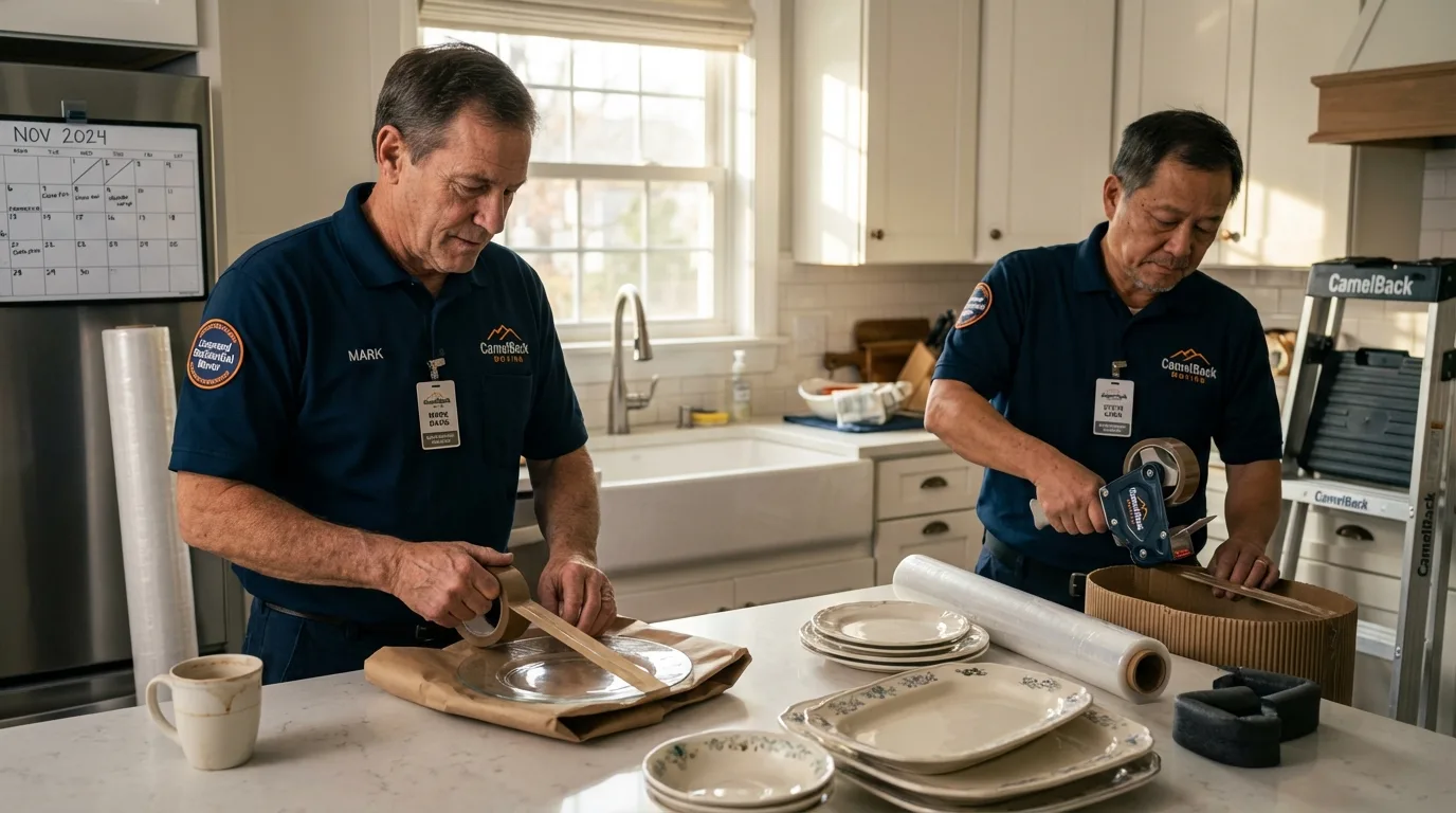 Professional crew packing kitchen dishware in Las Cruces, NM